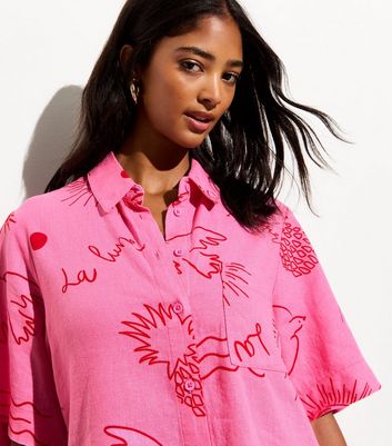 new look pink linen shirt