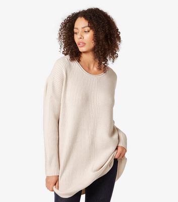 Apricot Stone Ribbed Knit Longline Top New Look