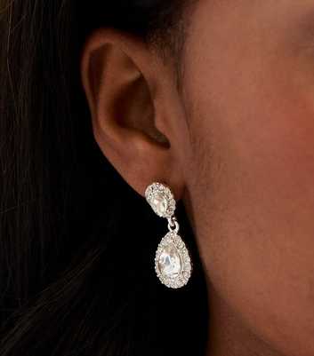 Crystal Diamante Teardrop Charm Earrings
