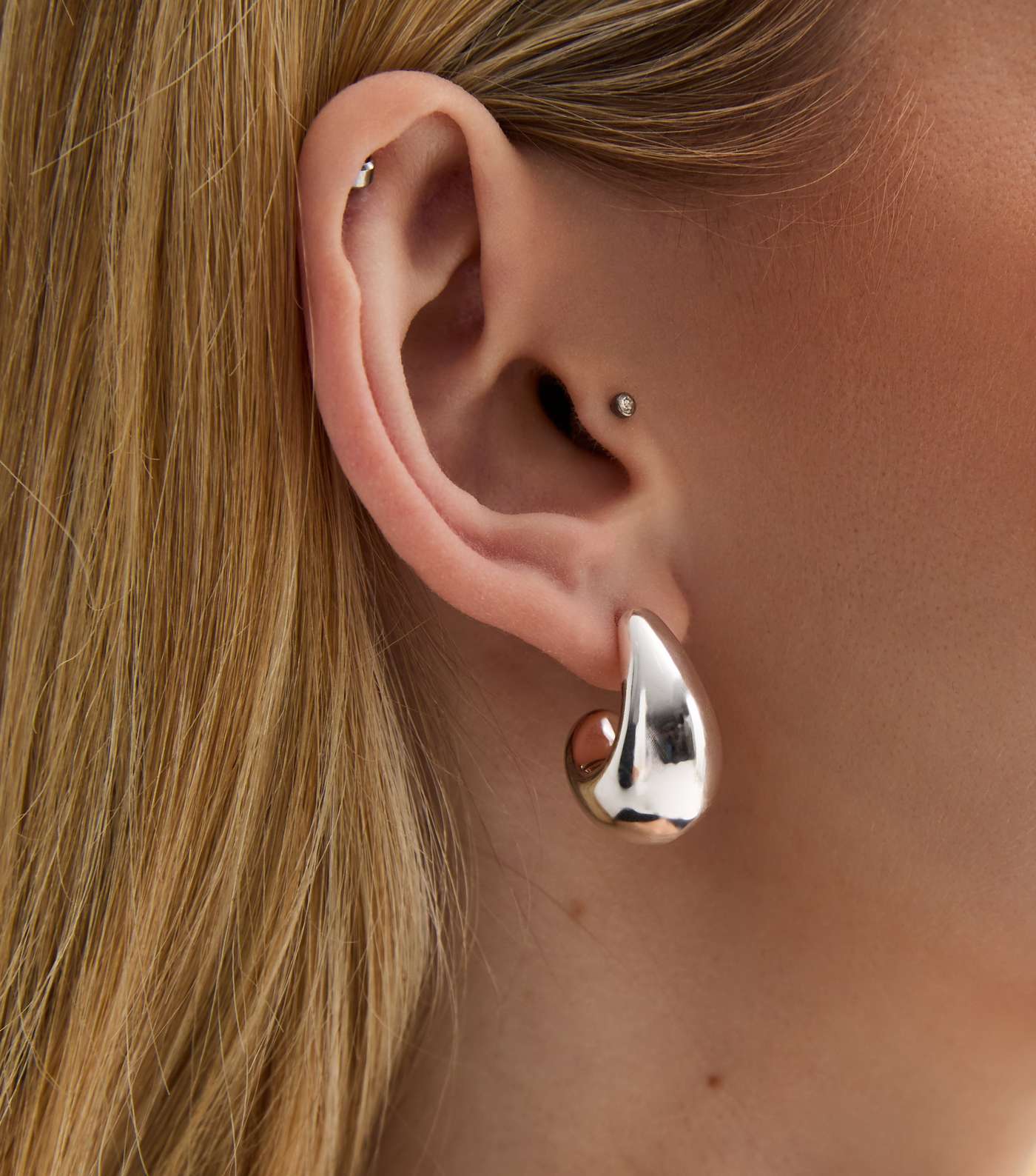 3 Pack Silver Teardrop Hoop Earrings Image 2