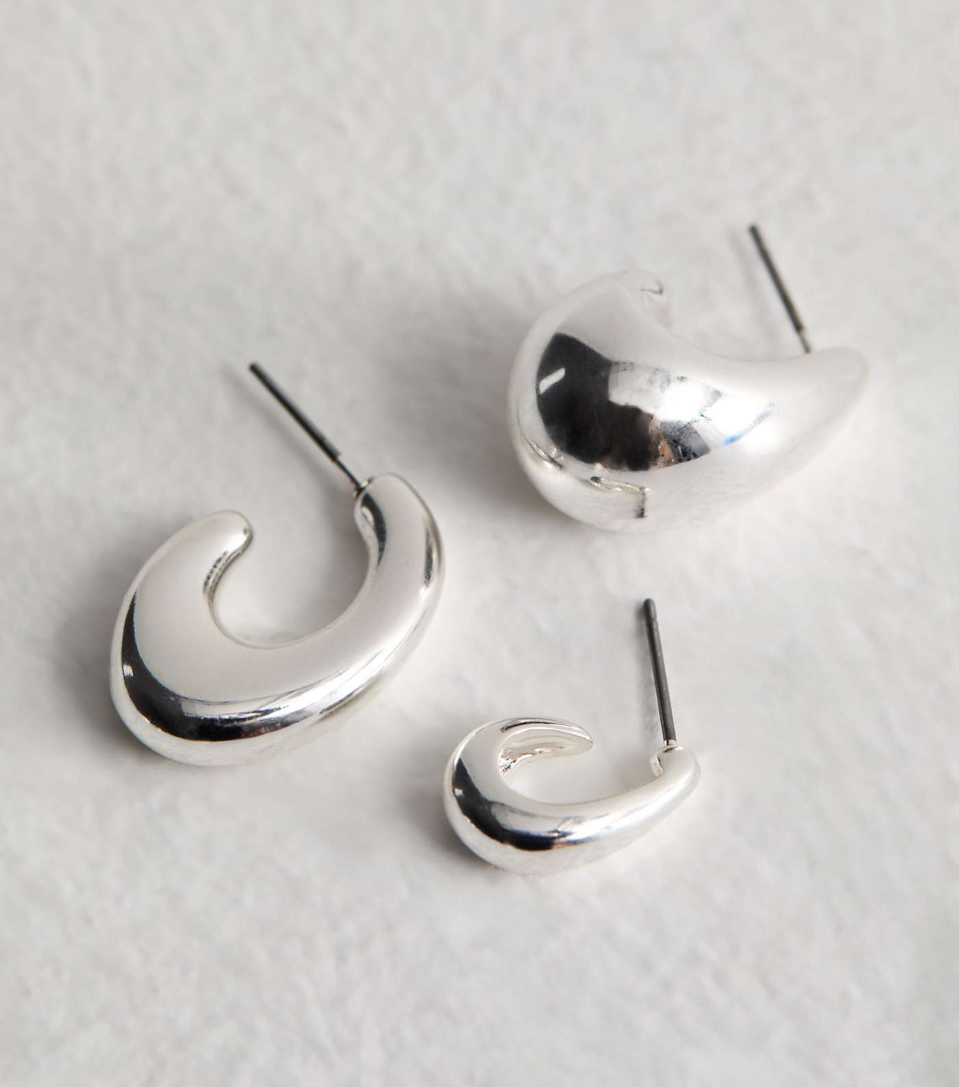 3 Pack Silver Teardrop Hoop Earrings Image 4