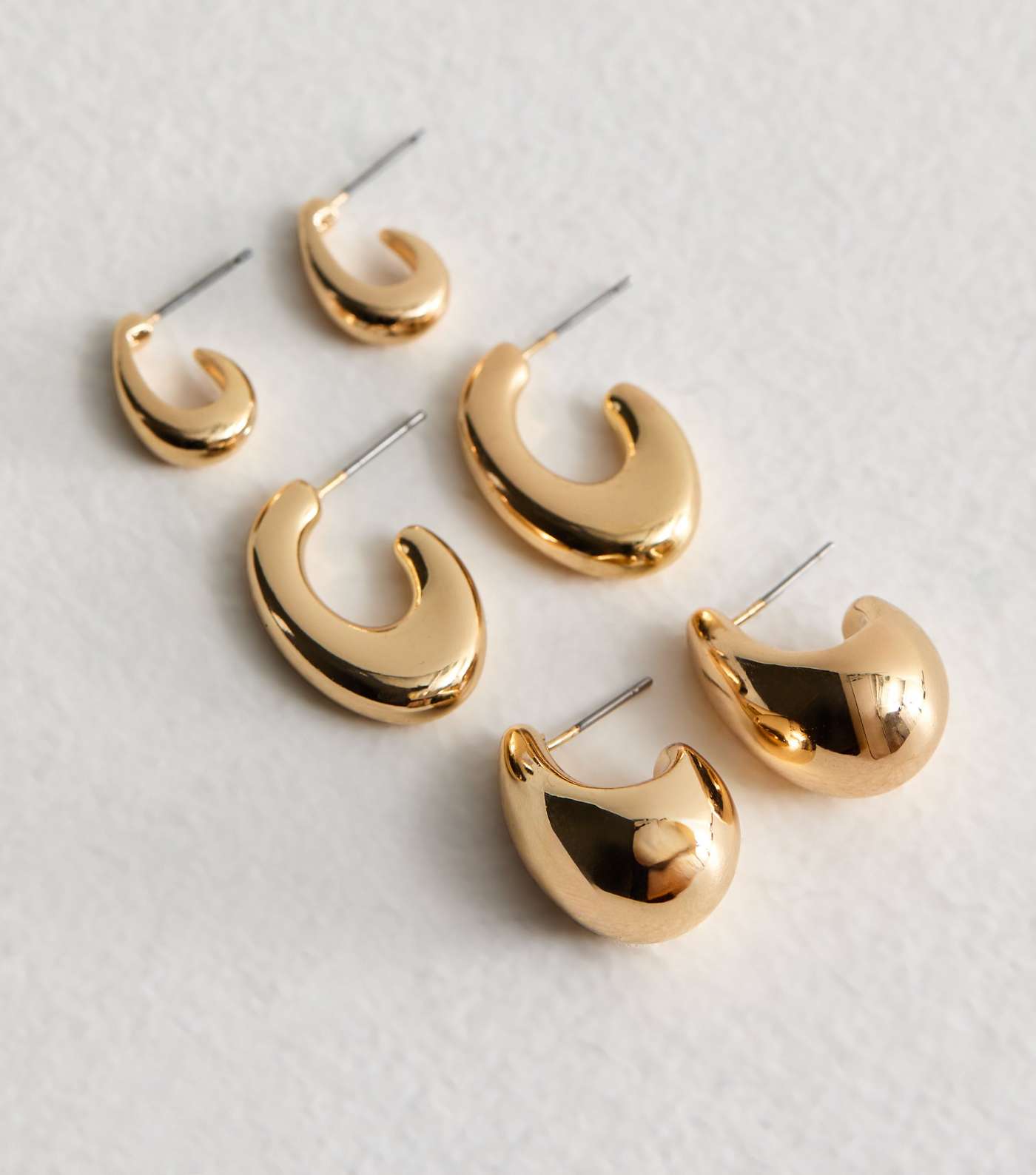 3 Pack Gold Teardrop Hoop Earrings Image 3