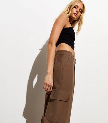 Mid Brown Tailored Cargo Trousers New Look