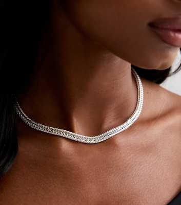 Silver Flat Chain Snake Necklace