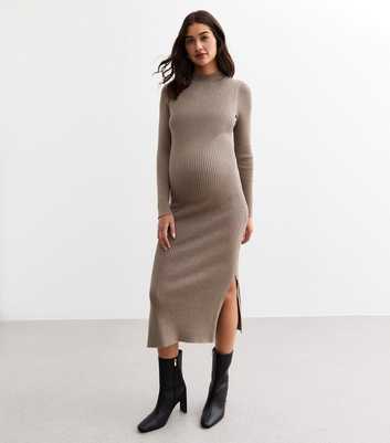 Maternity Mink Rib Knit Midi Dress