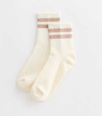 Cream Sports Stripe Socks