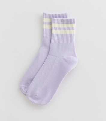 Light Purple Sports Stripe Socks
