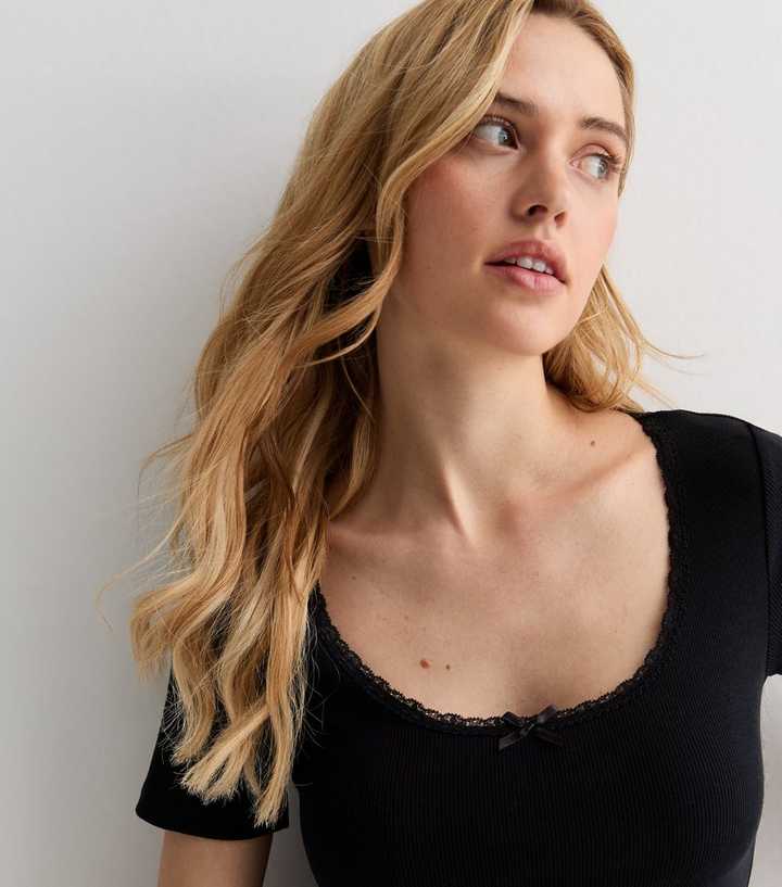  Black Scoop Neck Top