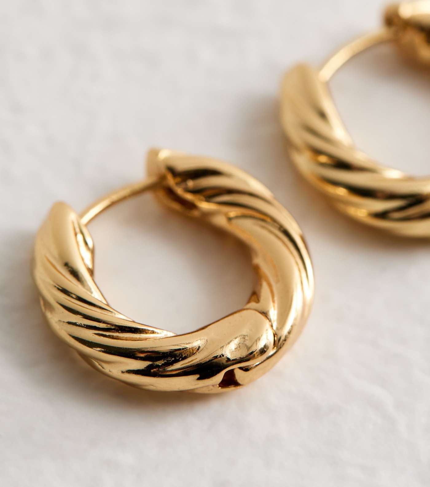 Real Gold Plate Twist Hoop Earrings Image 5