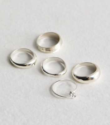 5 Pack Silver Mixed Stacking Rings