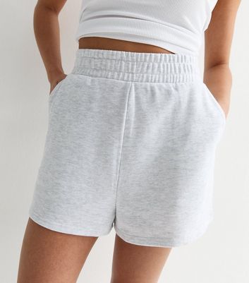 Petite Pale Grey Jogger Shorts New Look