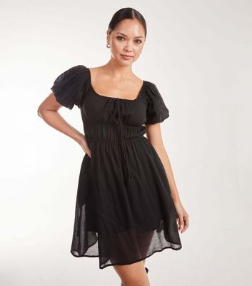 Pink Vanilla Black Puff Sleeve Mini Dress New Look