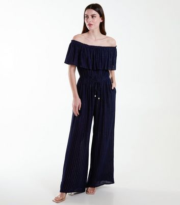 Striped off the shoulder jumpsuit online