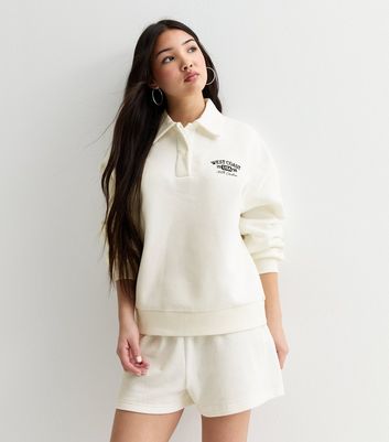 Girls Off White West Coast Long-Sleeve Polo Shirt New Look