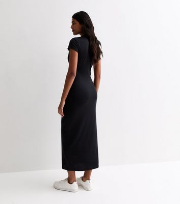 Black Short Sleeve Bodycon Midi Dress | New Look