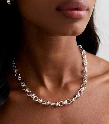 Silver Circle Chain Link Necklace