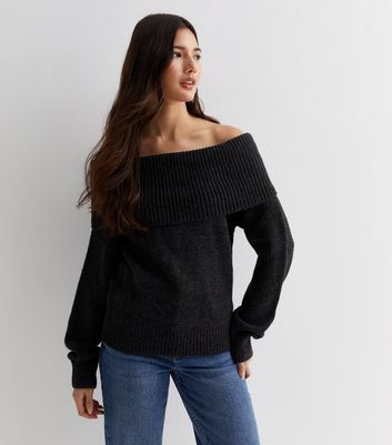 Grey bardot jumper best sale