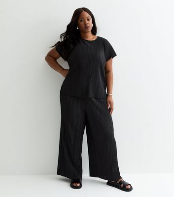 Plus size black straight leg trousers best sale