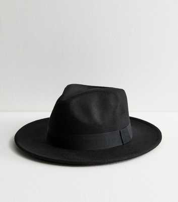 Black Felted Fedora Hat