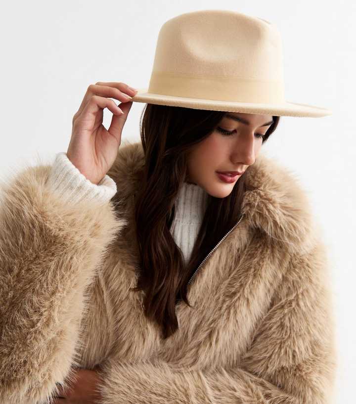 Cream Felted Fedora Hat