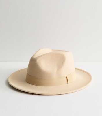 Cream Felted Fedora Hat