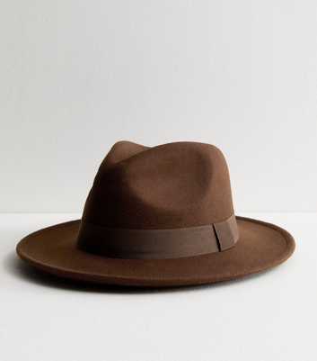 Dark Brown Felted Fedora Hat