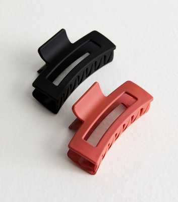 2 Pack Multicoloured Matte Rectangular Hair Claw Clips