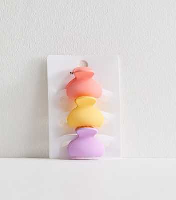 3 Pack Pink Lilac and Yellow Dome Mini Hair Claw Clips