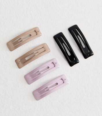 6 Pack Multicoloured Shiny Rectangular Hair Clips