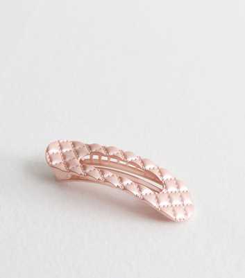 Pink Quilted Effect Rectangle Hair Slide