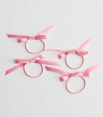 4 Pack Pink Satin Bow Hair Bands