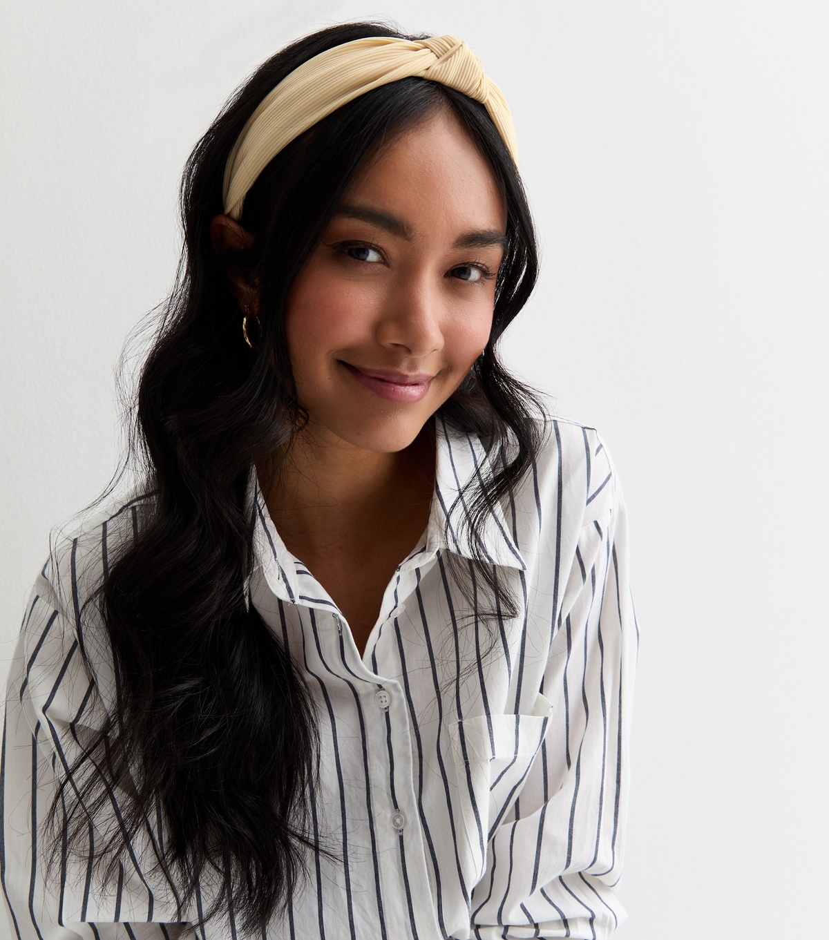 Cream Ribbed Knot Headband New Look