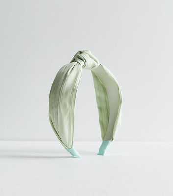 Light Green Satin Trim Knot Headband