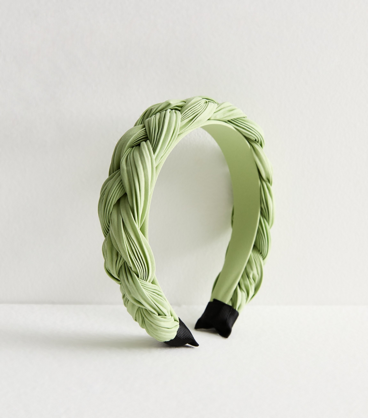 Light Green Plisse Plaited Headband New Look