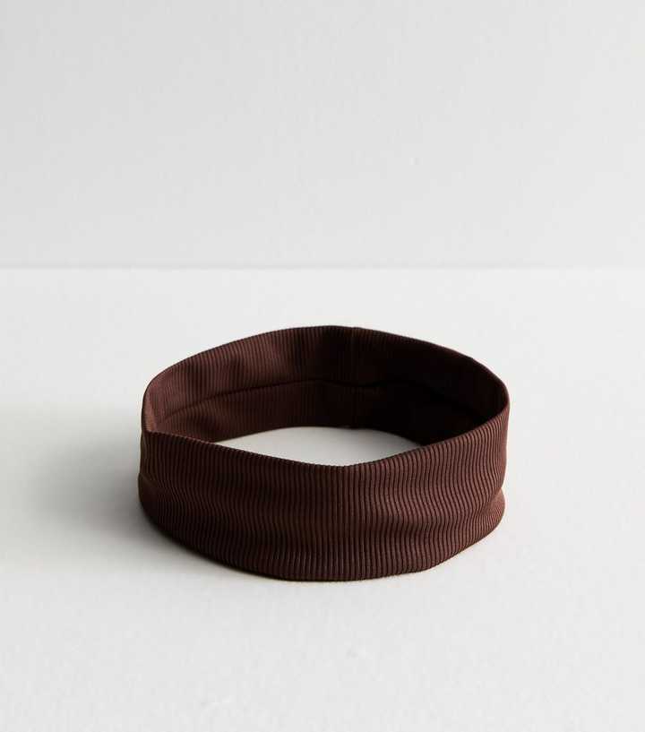 Dark Brown Ribbed Stretch Headband