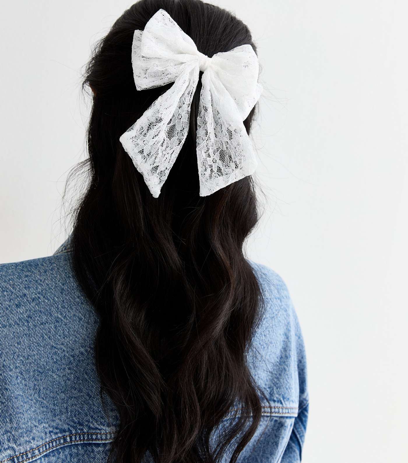 White Lace Bow Hair Slide