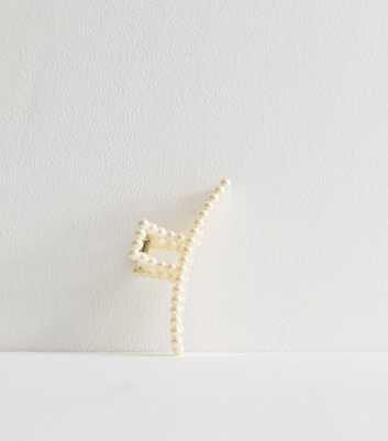 Cream Faux Pearl Skinny Hair Claw Clip