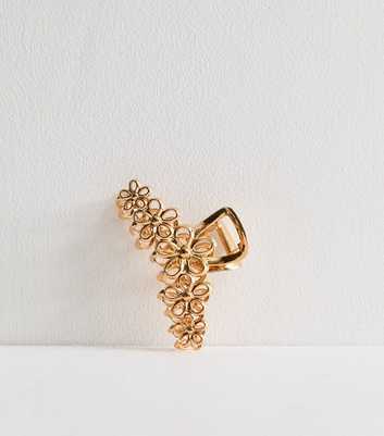 Gold Metal Flower Hair Claw Clip