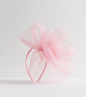 Pink Mesh Flower Fascinator New Look