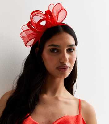 Red Mesh Bow Fascinator