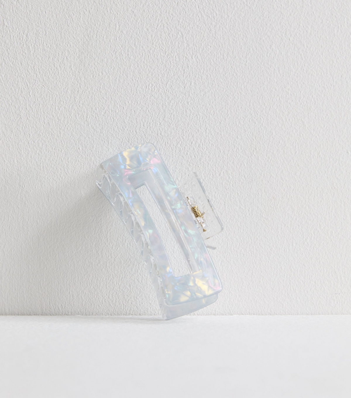 Pale Blue Pearlescent Resin Rectangle Hair Claw Clip New Look