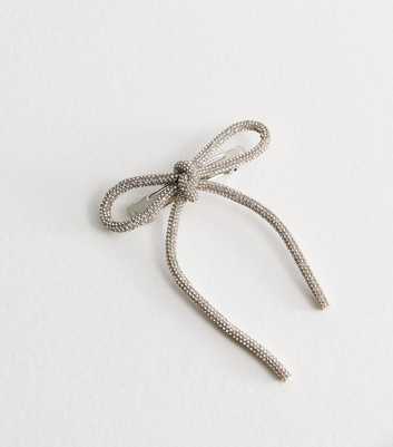 Silver Diamanté Bow Hair Clip