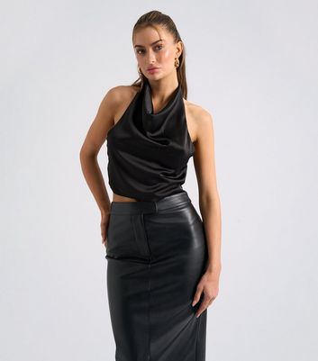 Urban Bliss Black Halter Cowl Neck Top | New Look