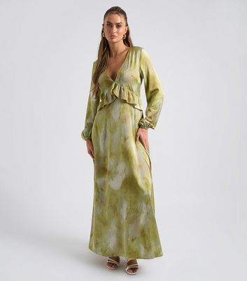 Urban Bliss Green Ruffle Trim Maxi Dress New Look