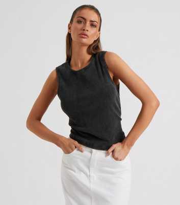 Urban Bliss Grey Ribbed Racer Vest Top 