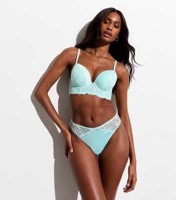 Mint Green Floral-Embroidered T-Shirt Bra