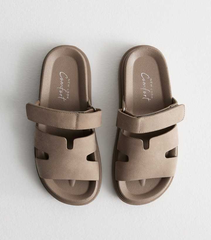 Mink Suedette Flat Sandals 