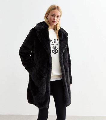 Black fluffy jacket new look best sale