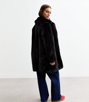 Black faux shearling coat online