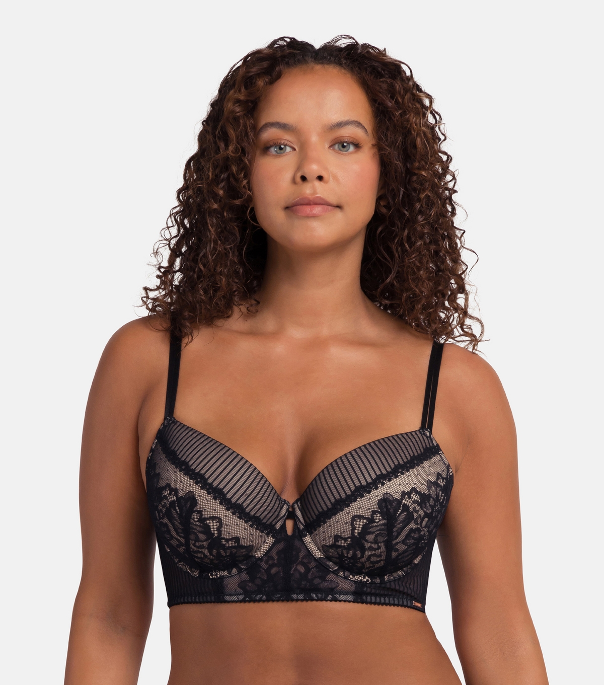 Women's Plus Size Lace Panelled Wired Bra Curves Dorina New Look